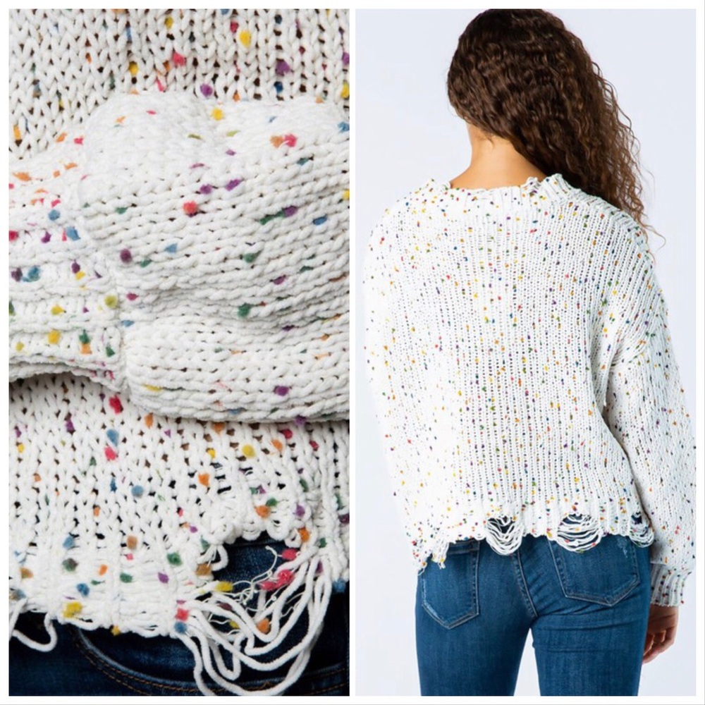 LAST 1⭐️CONFETTI DISTRESSED - Sweater - Picture 2 of 3